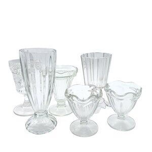 Vintage Clear Glass Ice Cream Sundae & Dessert Cups, Mix and Match Lot of 7